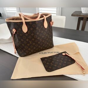 Brown Monogram Neverfull Tote with Pouch